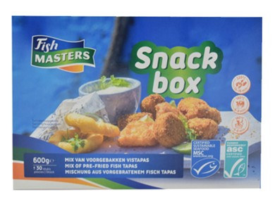 Fishmasters MSC Snackbox Vismix 5 soort Tapas 600 gr